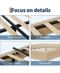 gaomon California King Wood Platform Bed Frame with Fluted Design, Solid Support, No Box Spring Needed