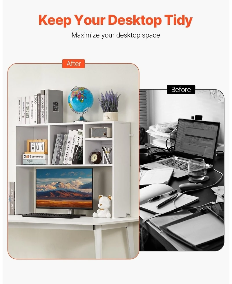 Gouun Desktop Bookshelf Hutch with Open Storage for Office Desk