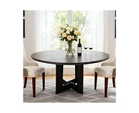 gaomon 4-Person Farmhouse Round Dining Table with Triangular Pedestal