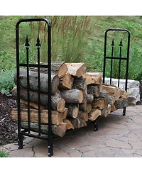 Sunnydaze Decor 6 ft Powder-Coated Steel Firewood Log Rack with Black Cover