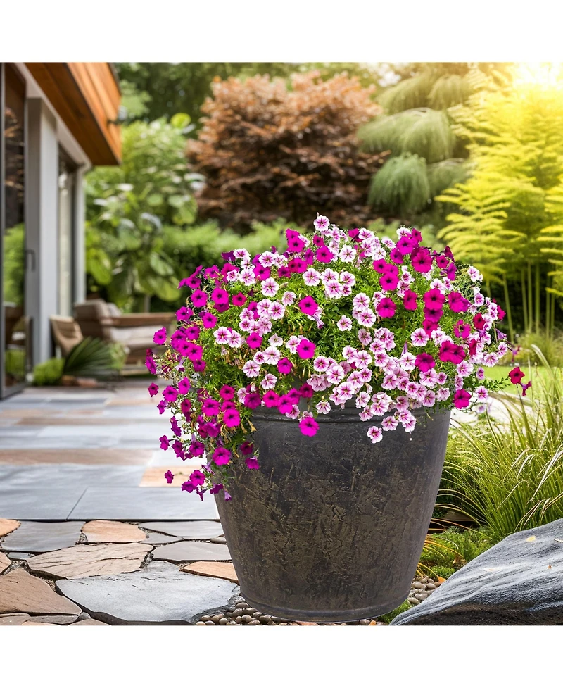 Anjelica 24" Double-Walled Polyresin Outdoor Planter with Uv-Resistant Sable Finish