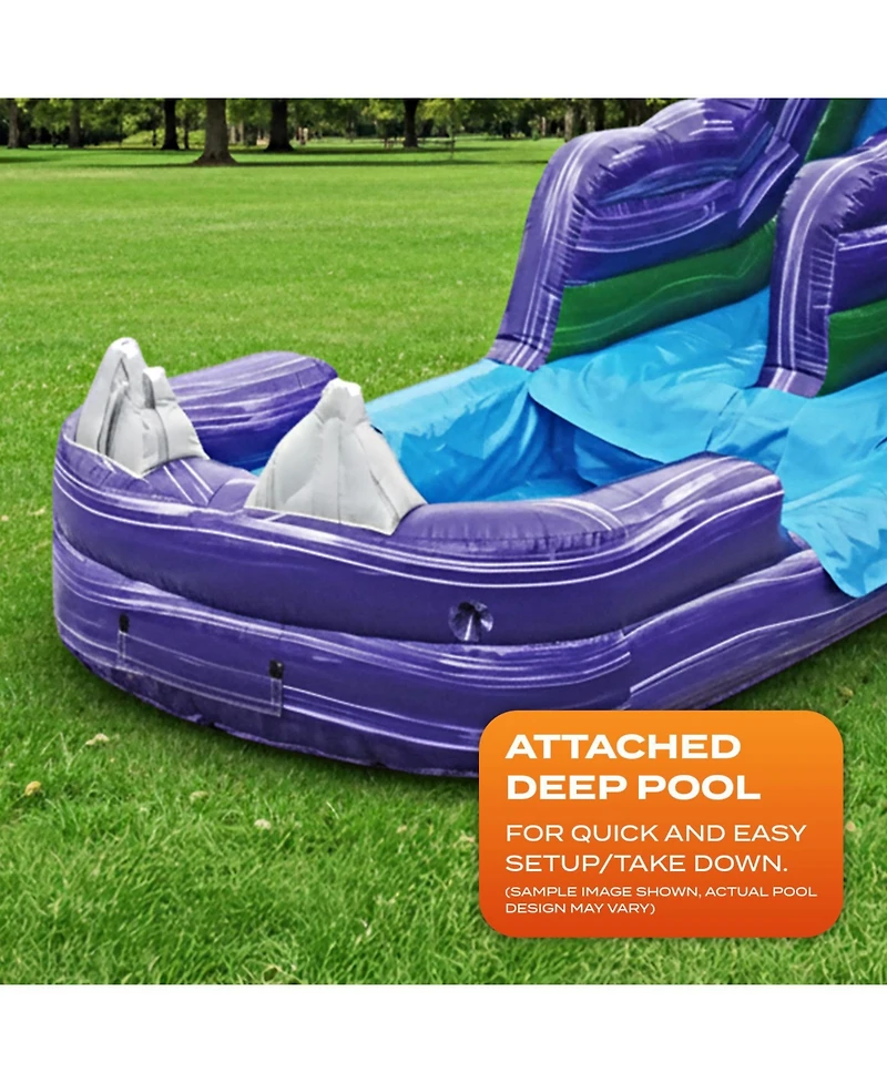 JumpOrange 15 Dark Night Commercial Grade Water Slide with Splash Pool for Kids and Adults (with Blower), Outdoor Indoor, Wet Dry Use, Tall Inflatable