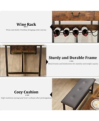 gaomon 4-Person Space-Saving Dining Set with Wine Rack and Drawer