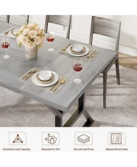 gaomon 6-8 Person Industrial Farmhouse Long Wooden Dining Table