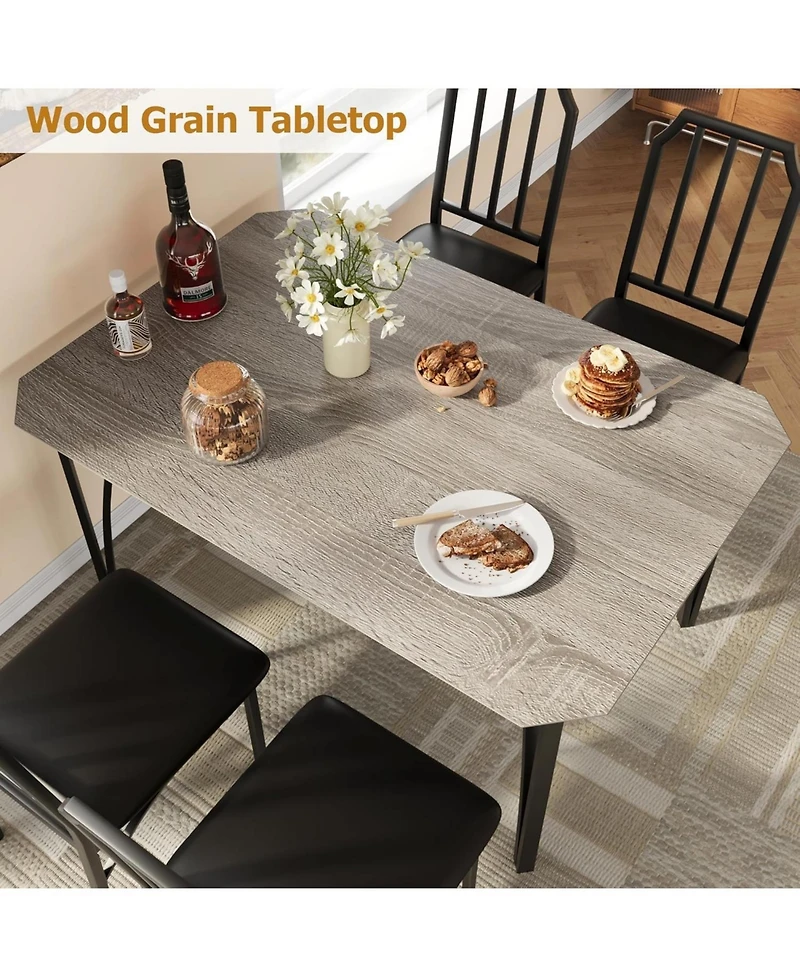 gaomon Dining Table Set for 4, Kitchen Table and Chairs for 4 with with Chamfer Design, 5 Piece Dining Room Table Set with Cushion Seats
