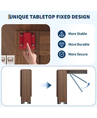 gaomon Space-Saving Folding Dining Table with Drawer and Wheels