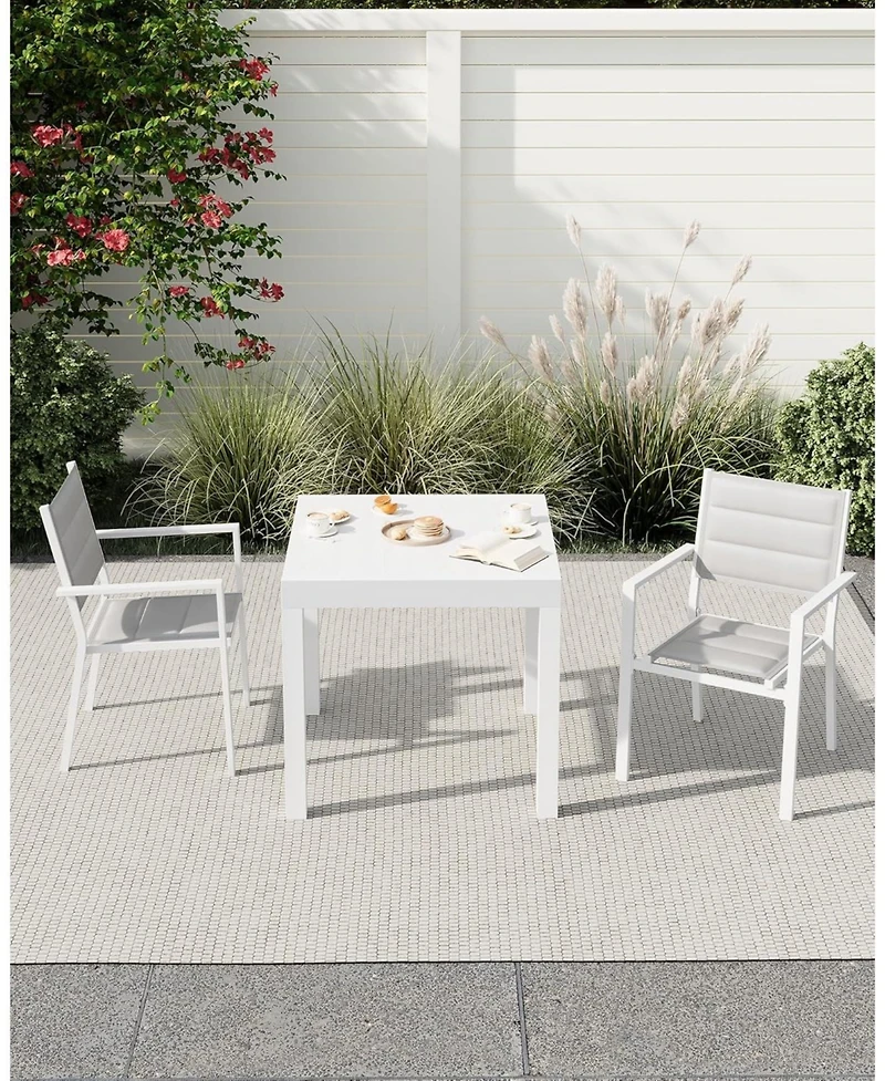 gaomon Expandable Patio Dining Table- 31-63in Aluminum Frame with Wood Pattern for 4-6 People