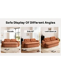 Streamdale Furniture Modern Floor Sofa with 2 Pillows, Convertible Corduroy Sleeper Sofa Bed