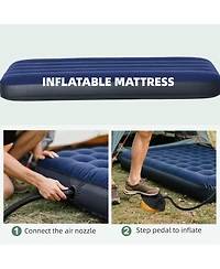 Outsunny Multifunctional Folding Camping Cots for Adults, Elevated Tent with Sleeping Bag, Thick Air Mattress Pad, Portable Single Sleeping Cot Campin