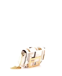 Pre-Owned Fendi Nano Chain Baguette Charm Bag Zucca Embroidered Canvas