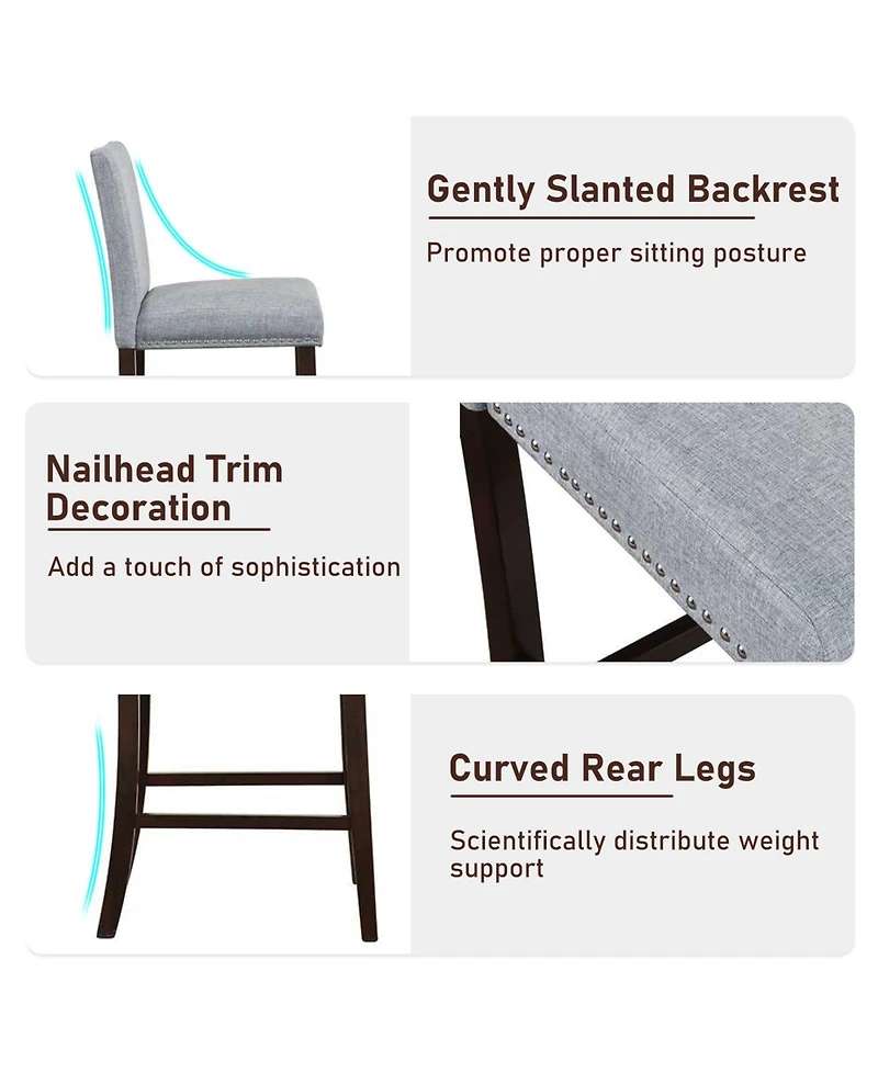 Gymax 26'' Counter Height Chairs Set of Barstools w/ Padded Seat and Backrest Footrest