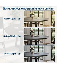 gaomon Round Dining Table for 4-6 People, Circle Kitchen Table with Cross Base, Farmhouse Wood Dinner Table for Apartment