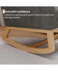 gaomon Nursery Rocking Chair,Linen Fabric Upholstery,Sturdy Wooden Legs and High Backrest,Comfortable Glider Rocking Chair for Living Room