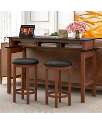 Gymax Upholstered Bar Stool Set of 4 25'' Counter Height Bar Chairs w/ Padded Cushion