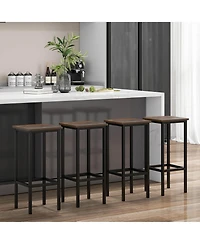 Gymax 4PCS 26'' Bar Stool Set w/Metal Frame Footrest Backless Counter Height Stool Brown
