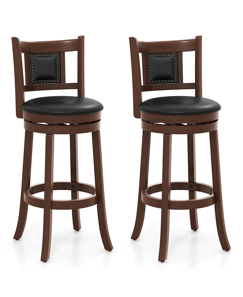 Gymax Swivel Bar Stool Set of 2 Counter Height Bar Stools Armless Chairs for Pub
