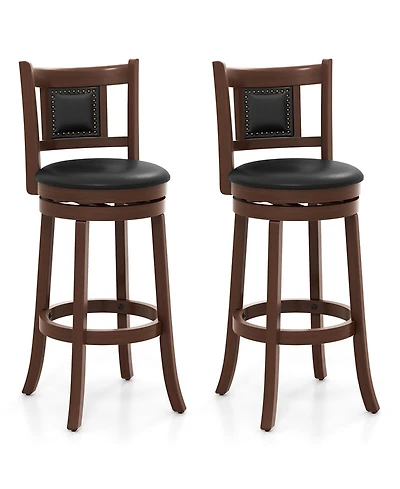 Gymax Swivel Bar Stool Set of 2 Counter Height Bar Stools Armless Chairs for Pub
