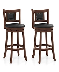 Gymax Swivel Bar Stool Set of 2 Counter Height Bar Stools Armless Chairs for Pub