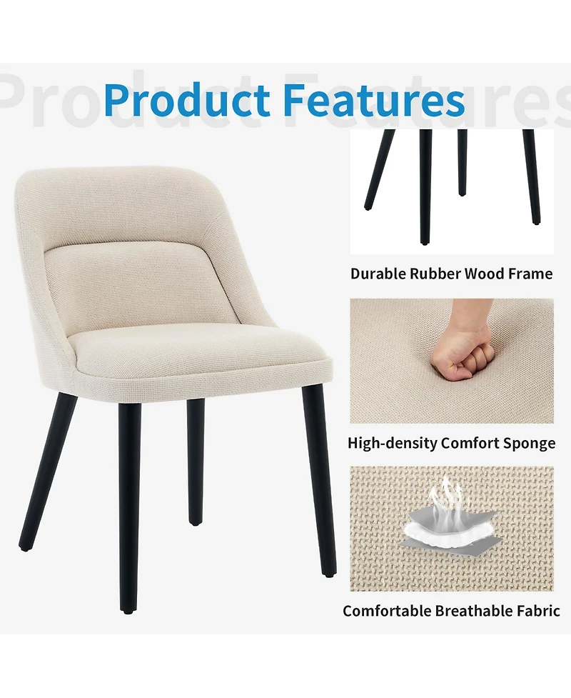 gaomon Dining Chair Set of 2 Modern Upholstered Linen Dining Chairs for Kitchen Dining Room