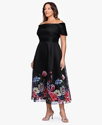 Betsy & Adam Plus Straight Neck Midi Dress
