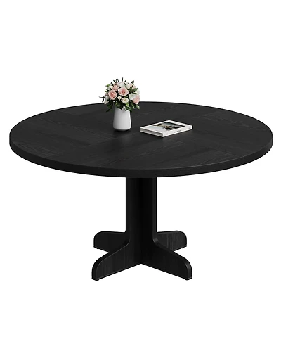 gaomon 4-Person Round Wooden Pedestal Dining Table