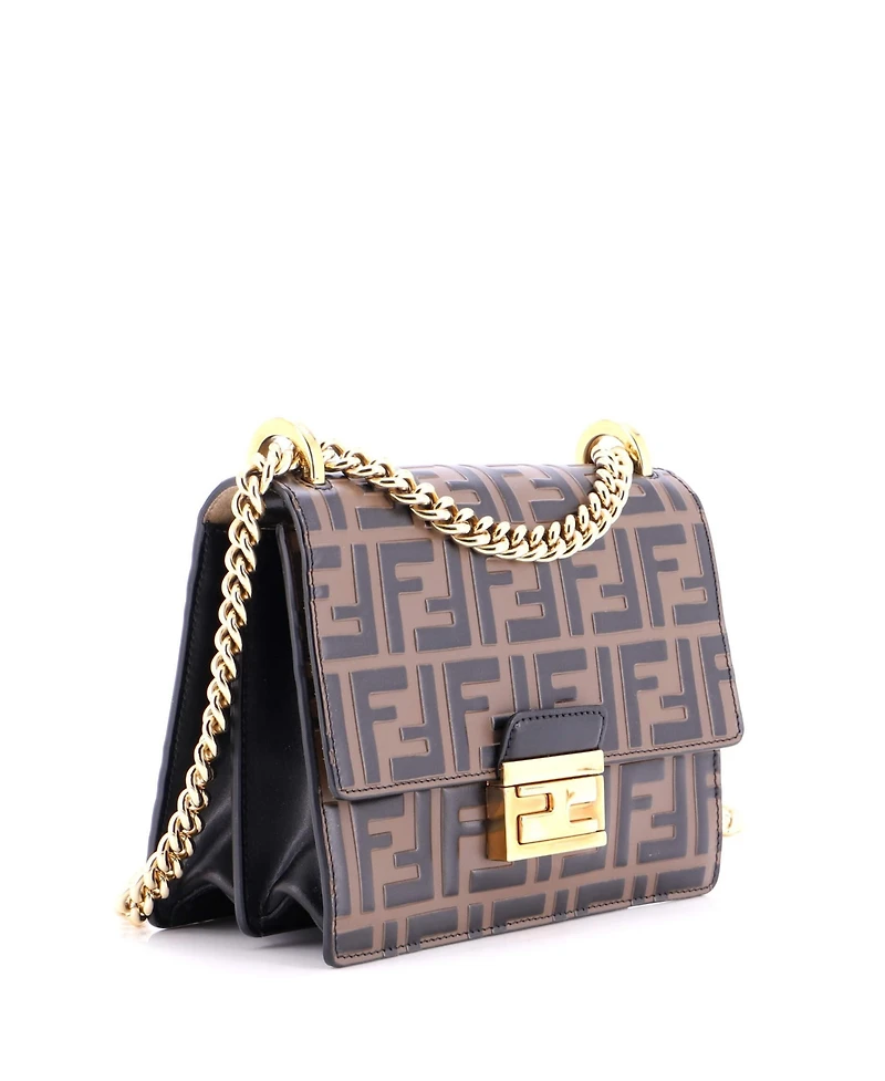 Pre-Owned Fendi Small Kan U Shoulder Bag Zucca Embossed Leather