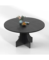gaomon Farmhouse Round Dining Table for 4-6 People, Wooden Circle Kitchen Table, Circular Breakfast Nook Furniture for Apartment