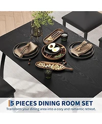 gaomon 5-Piece 4-Person Modern Metal and Wood Dining Set
