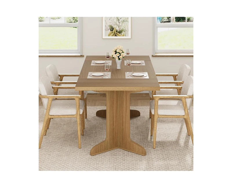 gaomon 6-8 Person Farmhouse Rectangular Dining Table with V-Legs
