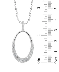 Diamond Pave Polished Oval Pendant Necklace (1/2 ct. t.w.) in 14k White Gold