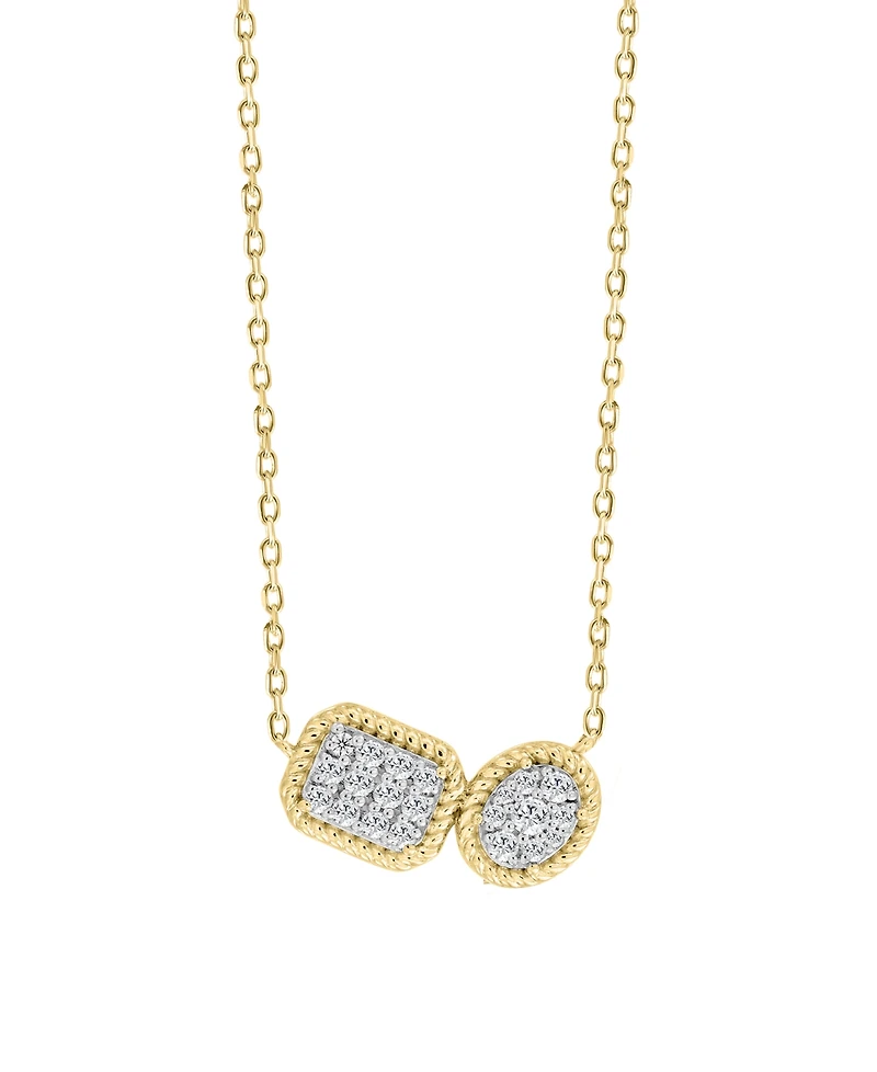 Diamond Double Cluster Rope-Framed Pendant Necklace (1/3 ct. t.w.) in 14k Gold, 16" + 2" extender