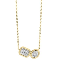 Diamond Double Cluster Rope-Framed Pendant Necklace (1/3 ct. t.w.) in 14k Gold, 16" + 2" extender