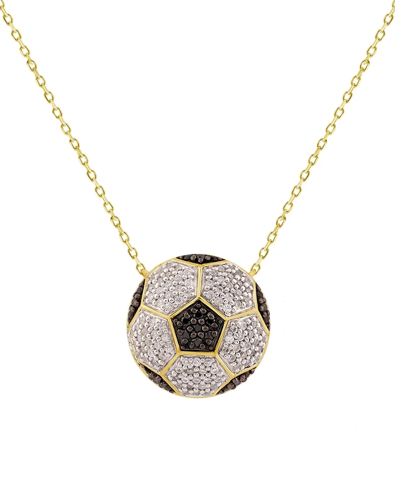 Macy's White Diamond (1/5 ct. t.w.) & Black Diamond (1/10 ct. t.w) Necklace in 10K Yellow Gold