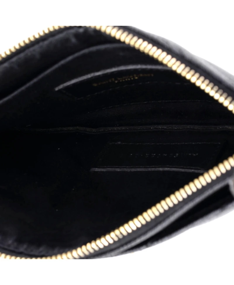 Pre-Owned Saint Laurent Medium Classic Monogram Zip Bill Pouch Matelasse Chevron Leather
