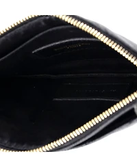 Pre-Owned Saint Laurent Medium Classic Monogram Zip Bill Pouch Matelasse Chevron Leather