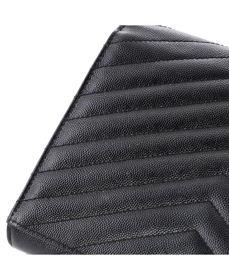 Pre-Owned Saint Laurent Classic Monogram Envelope Wristlet Clutch Matelasse Chevron Leather