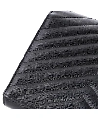Pre-Owned Saint Laurent Classic Monogram Envelope Wristlet Clutch Matelasse Chevron Leather