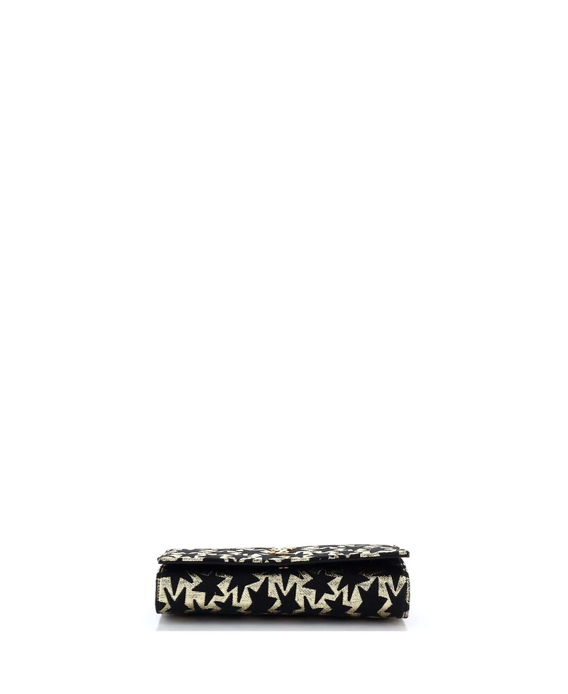 Pre-Owned Saint Laurent Classic Monogram Wallet on Chain Woven Fabric