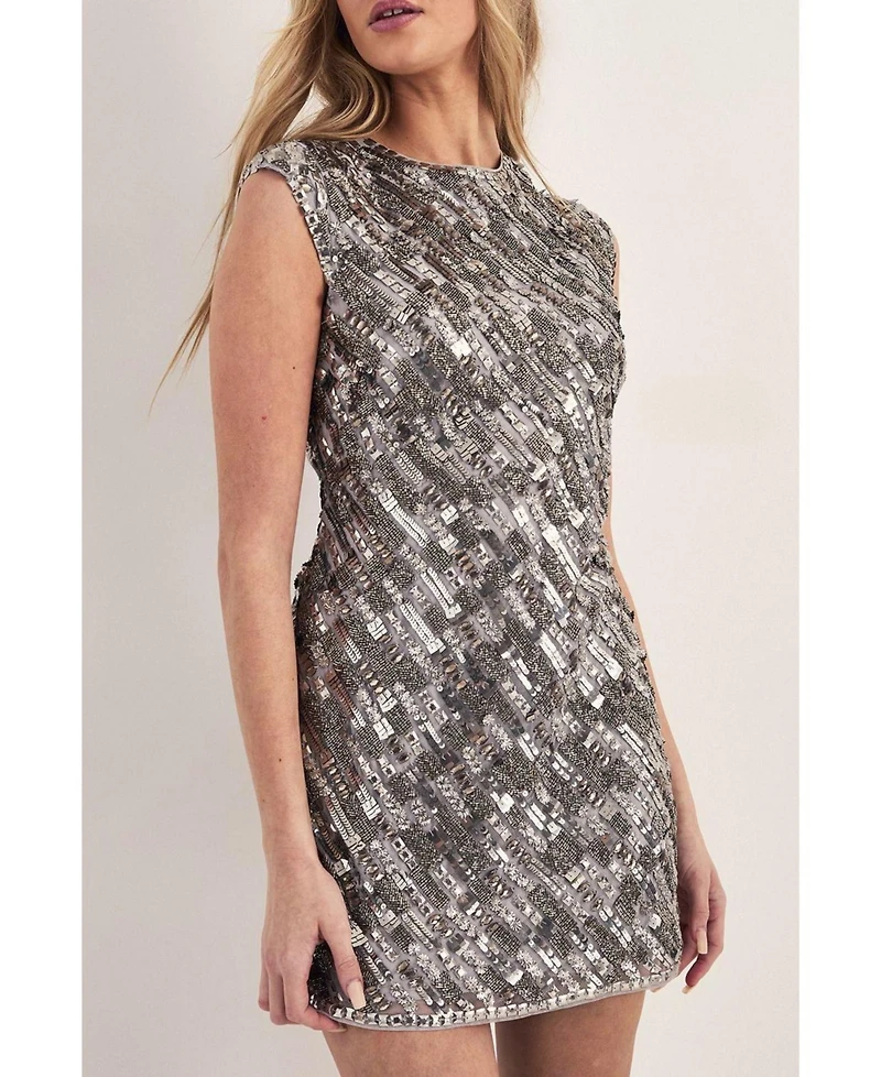 Nasty Gal Women's Embellished Lace Up Back Mini Dress