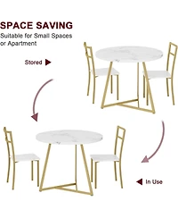 gaomon Dining Table Set for 2, Kitchen Table and Chairs for 2, Modern Round Kitchen Table Set, 3 Piece Dining Room Table Set