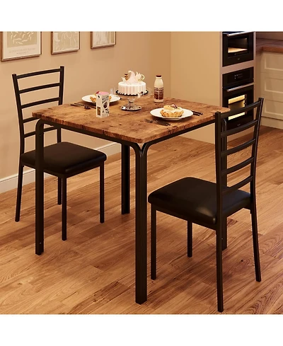 gaomon Dining Table for 2, Small Square kitchen Dinner Table Set for 2,Space Saving Wood Modern Dinette With Upholstered,Dining Room Furniture