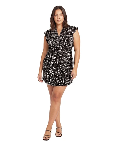 24seven Comfort Apparel Plus Essential Curvy Dot Print Shift Dress