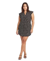 24seven Comfort Apparel Plus Essential Curvy Dot Print Shift Dress