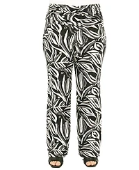 24seven Comfort Apparel Plus Essential Curvy Abstract Print Wide Leg Pants