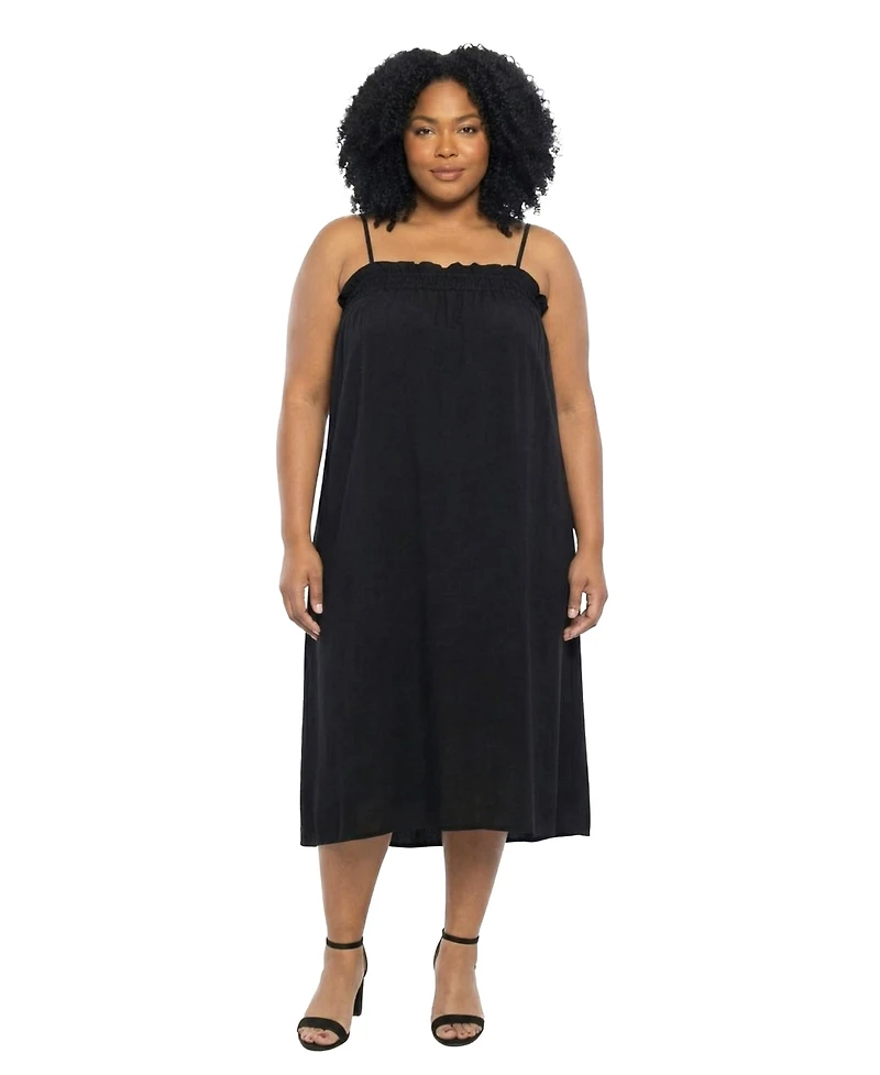 24seven Comfort Apparel Plus Essential Curvy Spaghetti Strap Maxi Dress