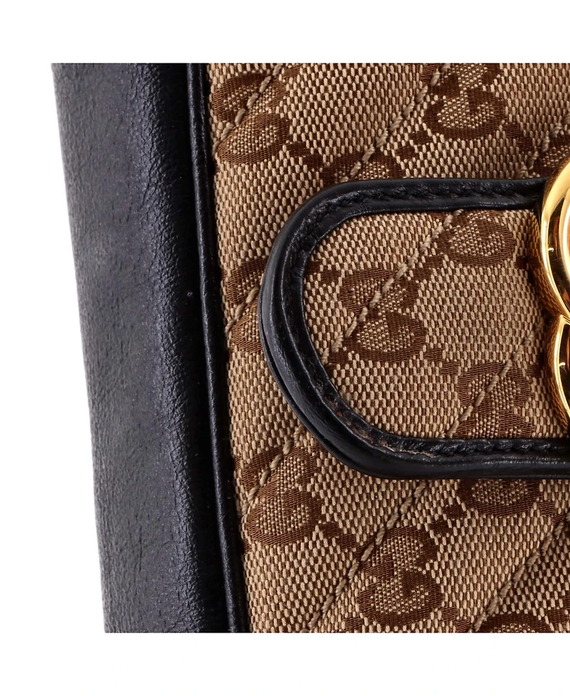 Pre-Owned Gucci Small Gg Marmont Flap Bag Diagonal Quilted Gg Canvas with Leather