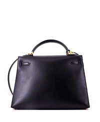 Pre-Owned HERMES Kelly Handbag Box Calf with Gold Hardware