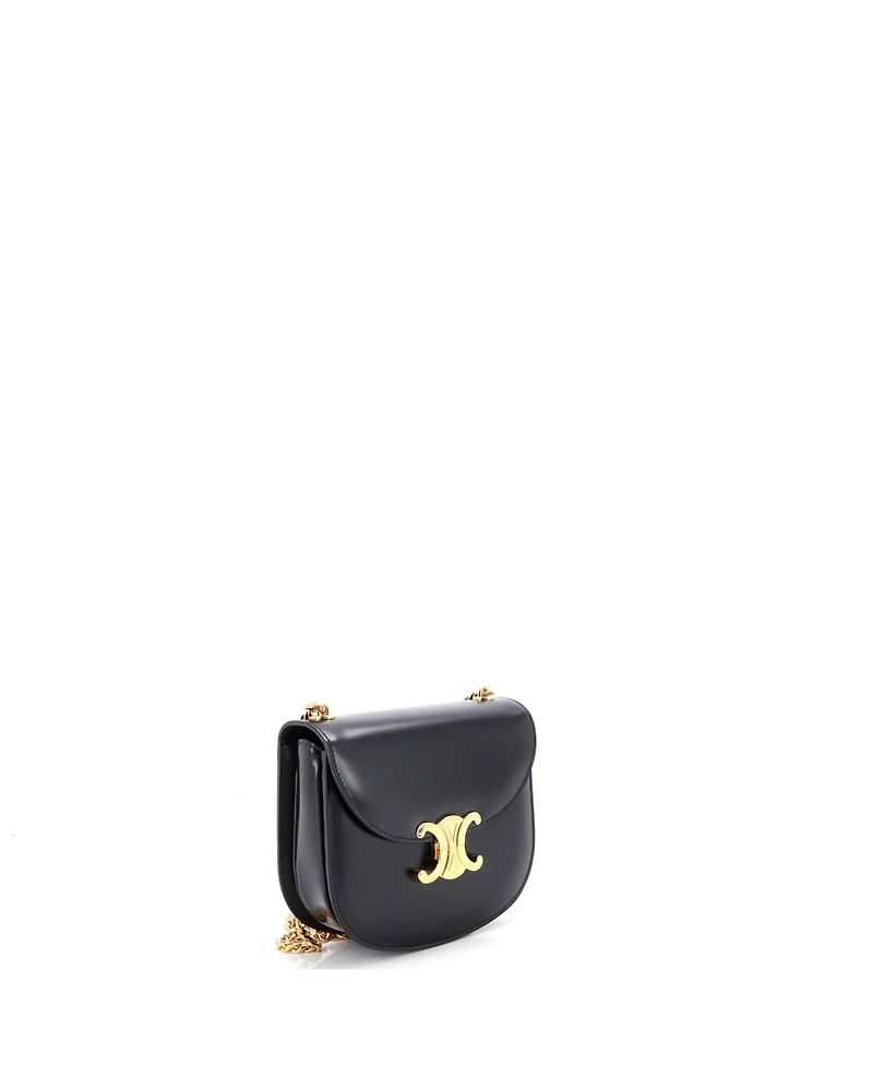 Pre-Owned Celine Triomphe Besace Clea Chain Flap Bag Leather