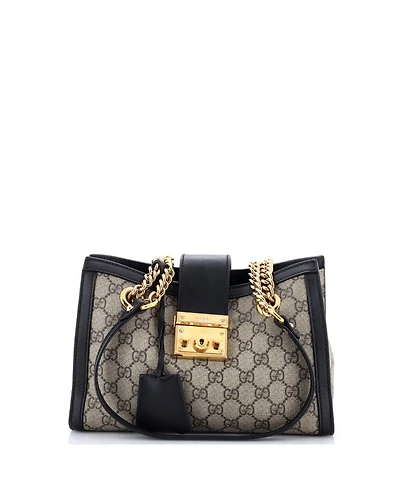 Pre-Owned Gucci Padlock Chain Tote Gg Coated Canvas with Leather