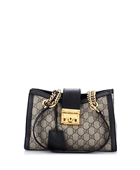 Pre-Owned Gucci Padlock Chain Tote Gg Coated Canvas with Leather